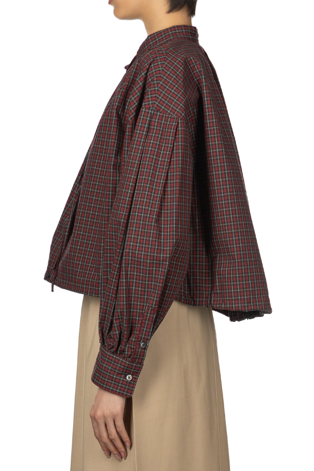 Manon - Tuck Sleeve Check Ribbon Blouse